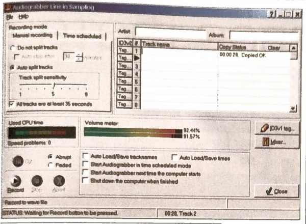 Программа Audiograbber: запись с линейного входа